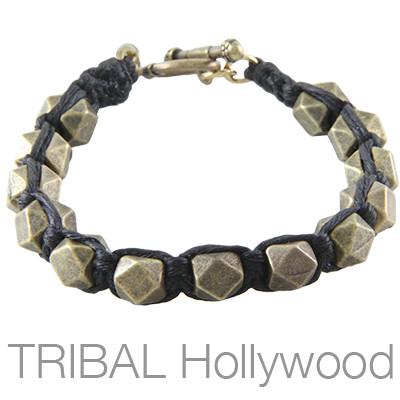 Ettika Man The Cubic Brass Geometric Cubes Bead Bracelet
