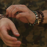 Ettika Man Enlighten Bodhi Seed Brass Discs Bead Bracelet Lifestyle 1