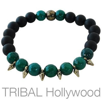 Ettika Man Green Marbles Black Agate Stone Bead Bracelet