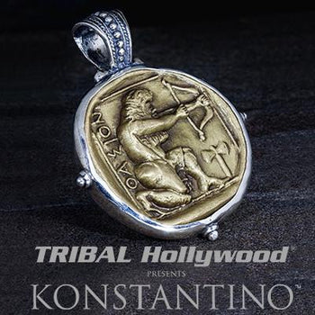 Konstantino Hercules Archer Bronze Coin Necklace Pendant