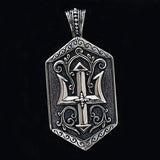 Konstantino Poseidon Trident Shield Mens Necklace Pendant Front View