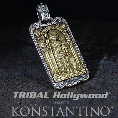 Konstantino Constantine Warrior Bronze Mens Dog Tag Pendant