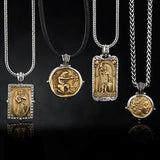 Konstantino Constantine Warrior Bronze Mens Dog Tag Pendant with Konstantino Silver and Bronze Necklaces