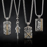 Konstantino Gold String Skull Guitar Silver Necklace Pendant with Konstantino Silver and Gold Neklaces
