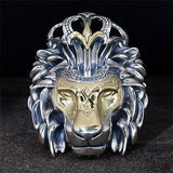 Konstantino Crowned Lion Silver Gold Mens Necklace Pendant Front View