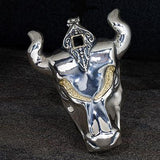 Konstantino Greek Bullhead Silver Gold Mens Necklace Pendant Front View