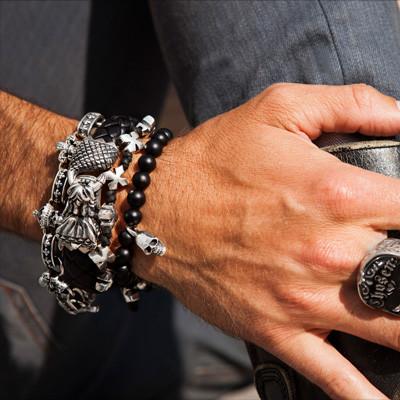 Men’s Leather Sterling Silver North Star Leather Bracelet