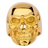 Tribal Hollywood Skull Ring Metal Mania Gold IP Steel Metal Meltdown Front View