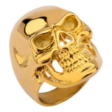 Tribal Hollywood Skull Ring Metal Mania Gold IP Steel Metal Meltdown Side View