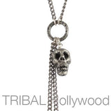 Mens Necklace THE CONTENDER with Silver Boxing Gloves and Skull Close-up 1