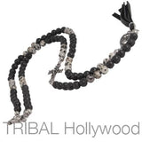 Mens Necklace CANOPY DALMATIAN Beaded Chain with Cross and Virgin Mary | Tribal Hollywood