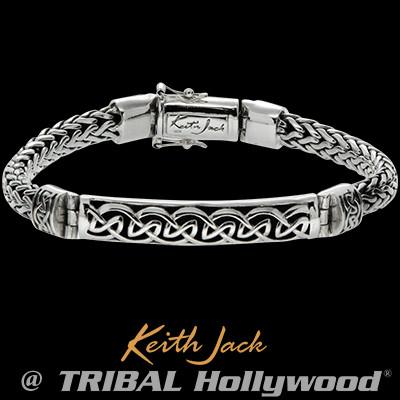 Keith Jack Devotion Celtic Knots Bar Silver Mens Bracelet