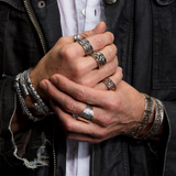 Keith Jack CELTIC WEAVE Celtic Knots Silver Mens Cuff Bracelet