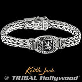 Lion Rampant Celtic Knots Sterling Silver Mens Bracelet