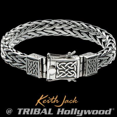 Keith Jack Silver Celtic Knots Sterling Silver Mens Bracelet