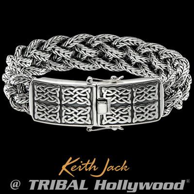 Keith Jack Celtic Knot Panels Sterling Silver Mens Bracelet