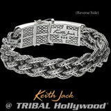 Keith Jack Celtic Knot Panels Sterling Silver Mens Bracelet Reverse Side