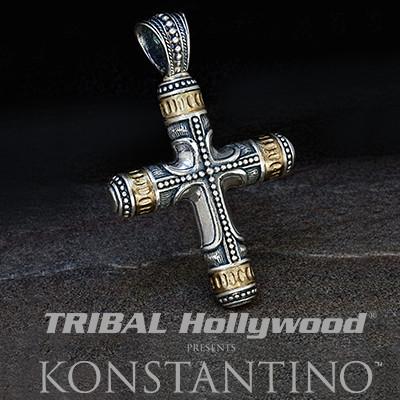 Konstantino Phidias Silver Sculpted Cross Necklace Pendant