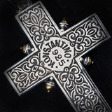 Konstantino Riveted Silver Greek Cross Mens Necklace Pendant Reverse Side Close-up