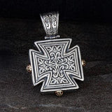 Konstantino Fleur-De-Lis Maltese Cross Mens Necklace Pendant Reverse Side