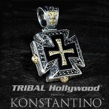Konstantino 18k Gold Maltese Cross Mens Necklace Pendant