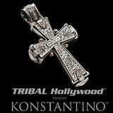 Konstantino Tiger Eye Sunrise Greek Cross Mens Necklace Reverse Side