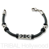 ANGELCATCHER Beaded Black Rubber Bracelet 