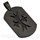 COURAGEOUS CROSS CARBON FIBER BLACK DOG TAG Pendant in Gunmetal