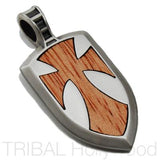 Galahad Shield Cross Dog Tag Pendant in Silver 